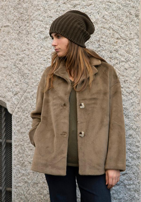 Rose & Lini LEON & LULU “CABAN 2 BUTTONS” FURRY KAKI/GREEN JACKET