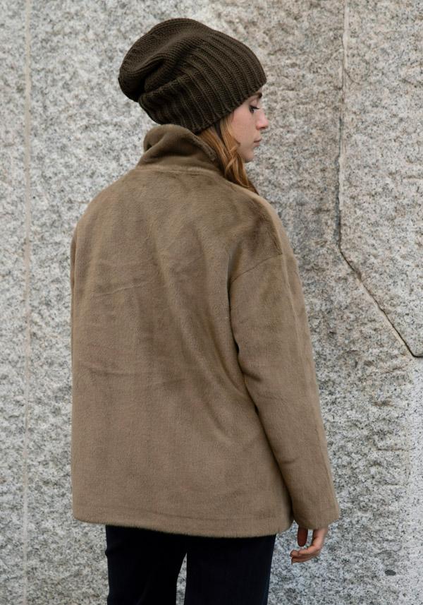 Rose & Lini LEON & LULU “CABAN 2 BUTTONS” FURRY KAKI/GREEN JACKET