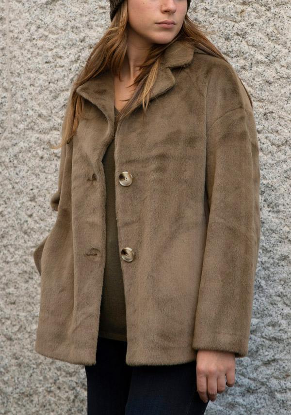 Rose & Lini LEON & LULU “CABAN 2 BUTTONS” FURRY KAKI/GREEN JACKET