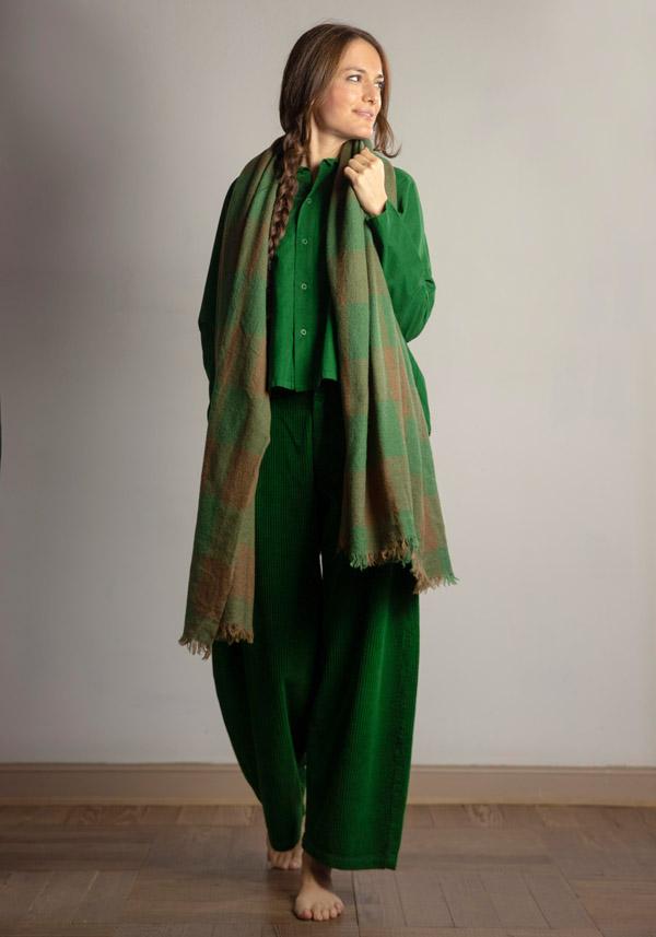 Rose & Lini LOVAT & GREEN “HOCKNEY” WOOL GREEN PATTERNED SCARF