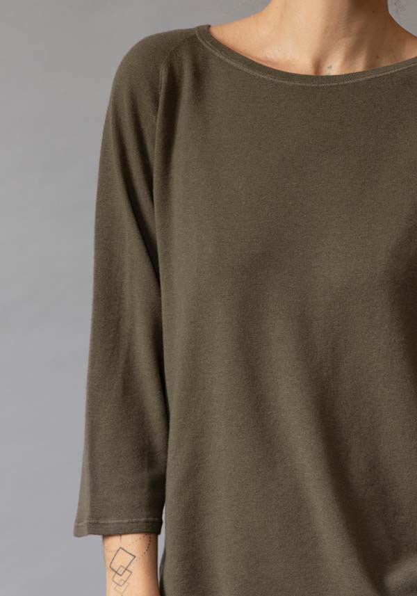 Rose & Lini MAJESTIC CASHMERE “COL BATEAU 535” MILITARY SWEATER