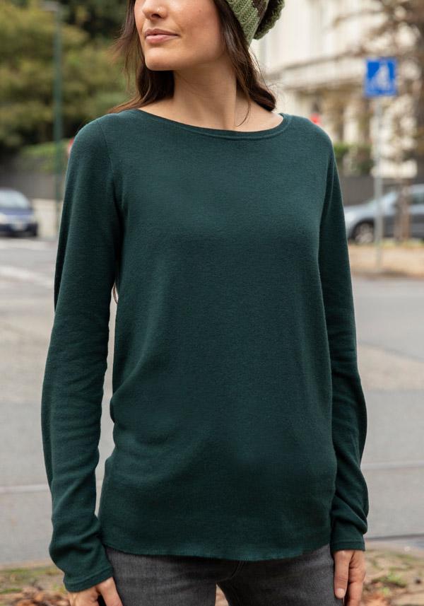 Rose & Lini MAJESTIC CASHMERE “COL BATEAU 607” FOREST GREEN SWEATER