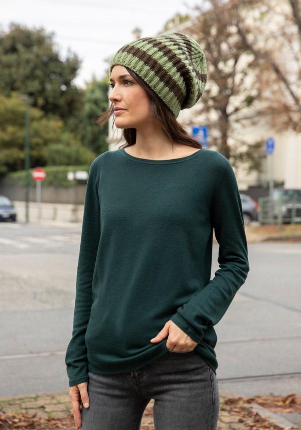 Rose & Lini MAJESTIC CASHMERE “COL BATEAU 607” FOREST GREEN SWEATER