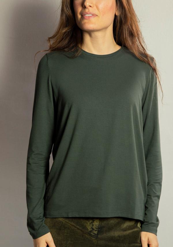 Rose & Lini MAJESTIC VISCOSE “COL ROND 509” FOREST T-SHIRT