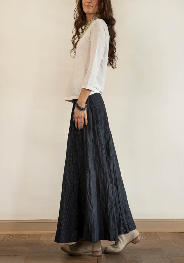 Rose & Lini MARC LE BIHAN BLACK COTTON & HEMP “JUPE 2550” SKIRT
