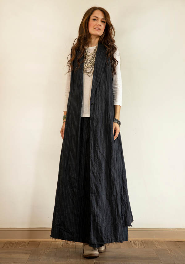 Rose & Lini MARC LE BIHAN BLACK COTTON & HEMP “JUPE 2550” SKIRT