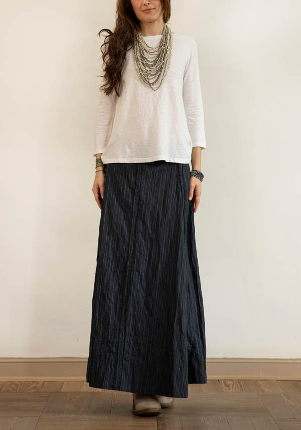Rose & Lini MARC LE BIHAN BLACK COTTON & HEMP “JUPE 2550” SKIRT