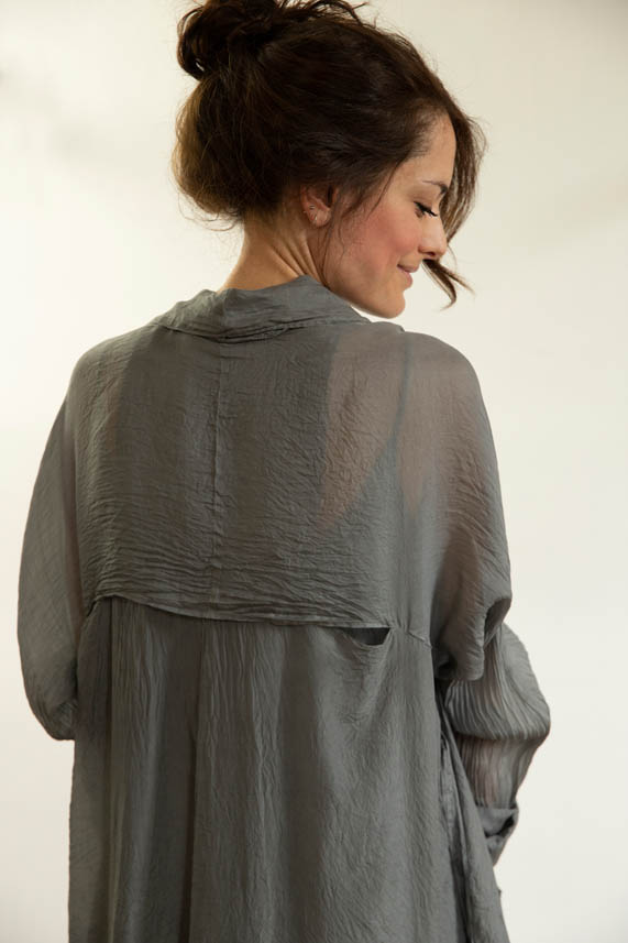 Rose & Lini MARC LE BIHAN OLIVE SILK “IMPER 2300” LONG JACKET