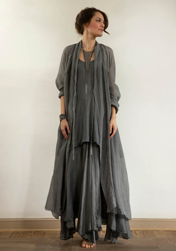 Rose & Lini MARC LE BIHAN OLIVE SILK “IMPER 2300” LONG JACKET