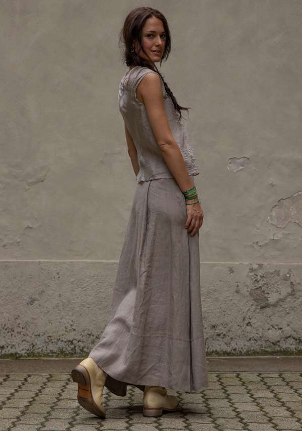 Rose & Lini MARC LE BIHAN TAUPE LINEN LONG “SKIRT 2510”