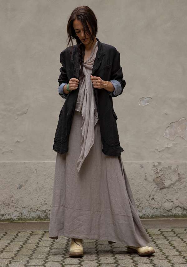Rose & Lini MARC LE BIHAN TAUPE LINEN LONG “SKIRT 2510”