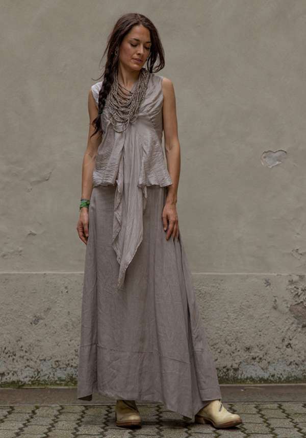 Rose & Lini MARC LE BIHAN TAUPE LINEN LONG “SKIRT 2510”