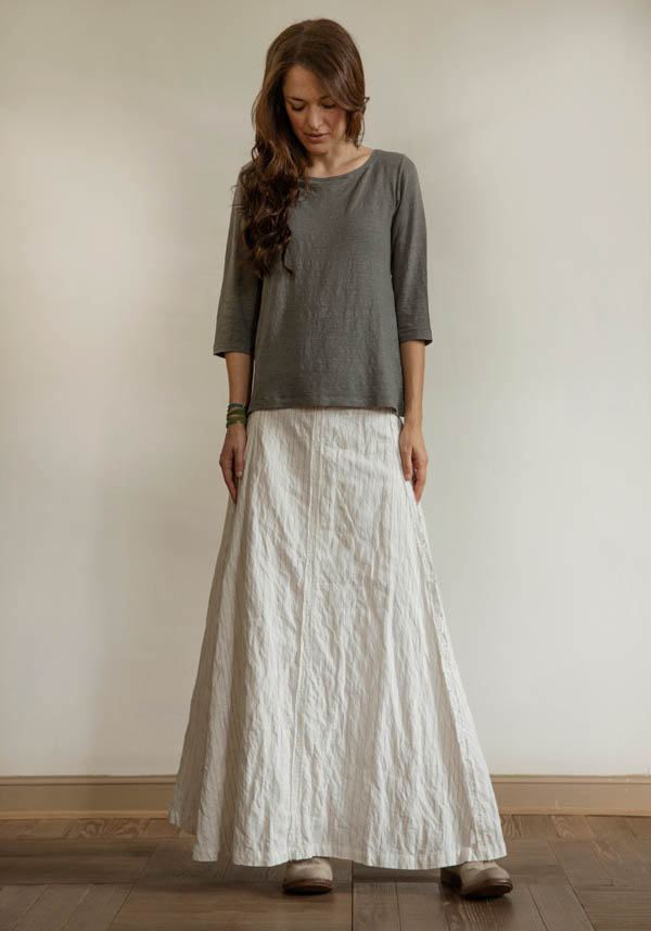 Rose & Lini MARC LE BIHAN WHITE COTTON & HEMP “JUPE 2550” SKIRT