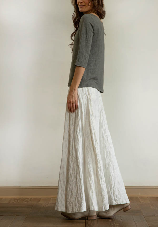 Rose & Lini MARC LE BIHAN WHITE COTTON & HEMP “JUPE 2550” SKIRT