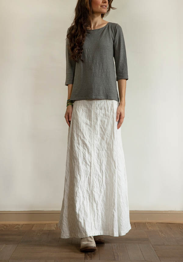 Rose & Lini MARC LE BIHAN WHITE COTTON & HEMP “JUPE 2550” SKIRT