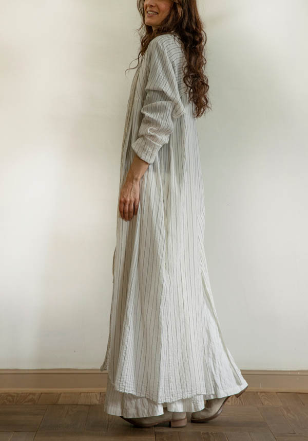 Rose & Lini MARC LE BIHAN WHITE COTTON & SILK “IMPER 2311” LONG JACKET