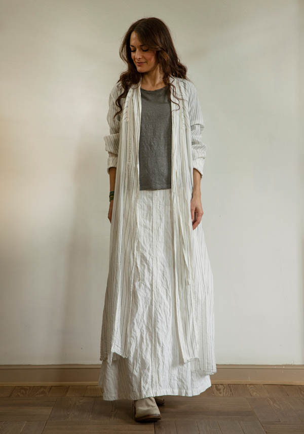 Rose & Lini MARC LE BIHAN WHITE COTTON & SILK “IMPER 2311” LONG JACKET