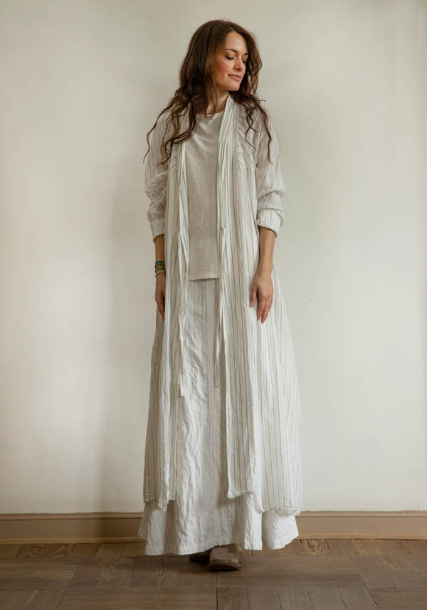 Rose & Lini MARC LE BIHAN WHITE COTTON & SILK “IMPER 2311” LONG JACKET