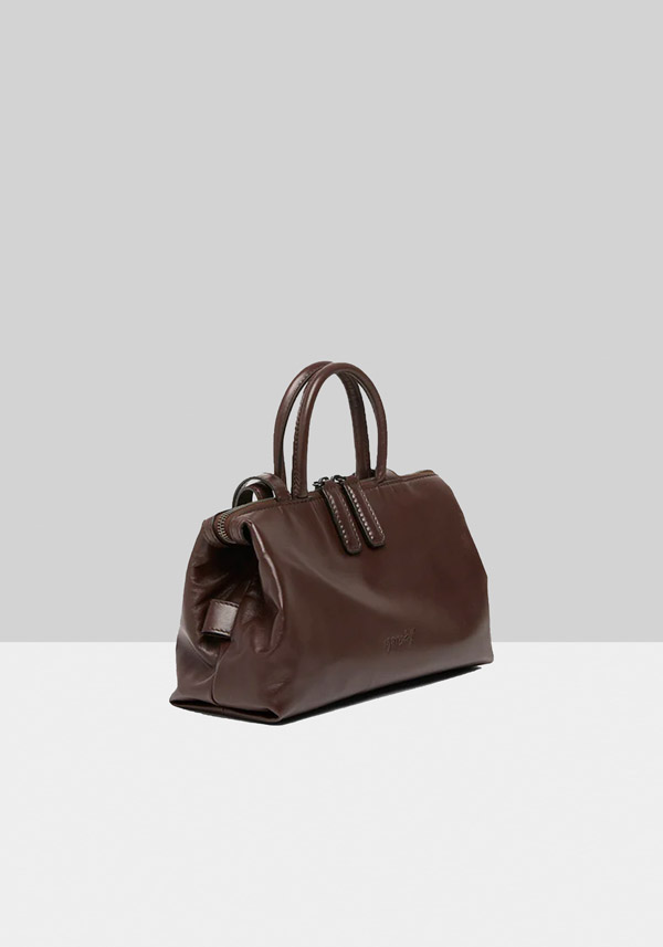 Rose & Lini MARSÈLL “MINI ORIZZONTE” MORO BROWN LEATHER BAG