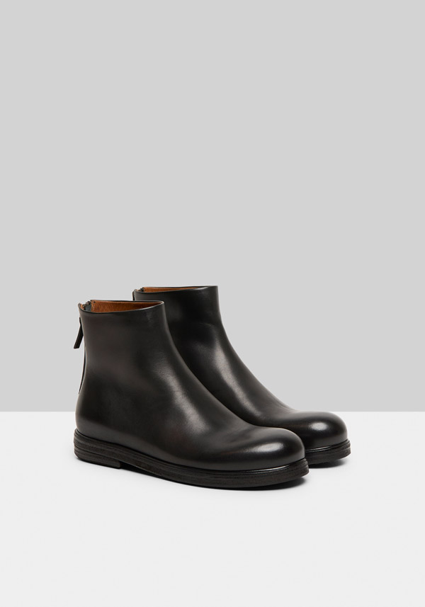 Rose & Lini MARSÈLL “ZUCCA ZEPPA” BLACK LEATHER ANKLE BOOTS