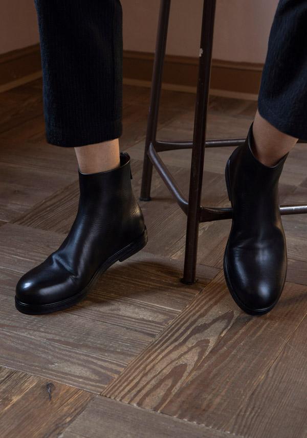 Rose & Lini MARSÈLL “ZUCCA ZEPPA” BLACK LEATHER ANKLE BOOTS
