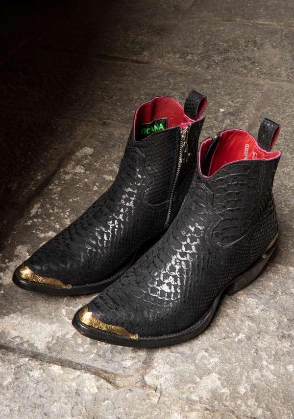 Rose & Lini MEXICANA “LAPAZ MARACAIBO” TEXTURED BLACK ANKLE BOOTS