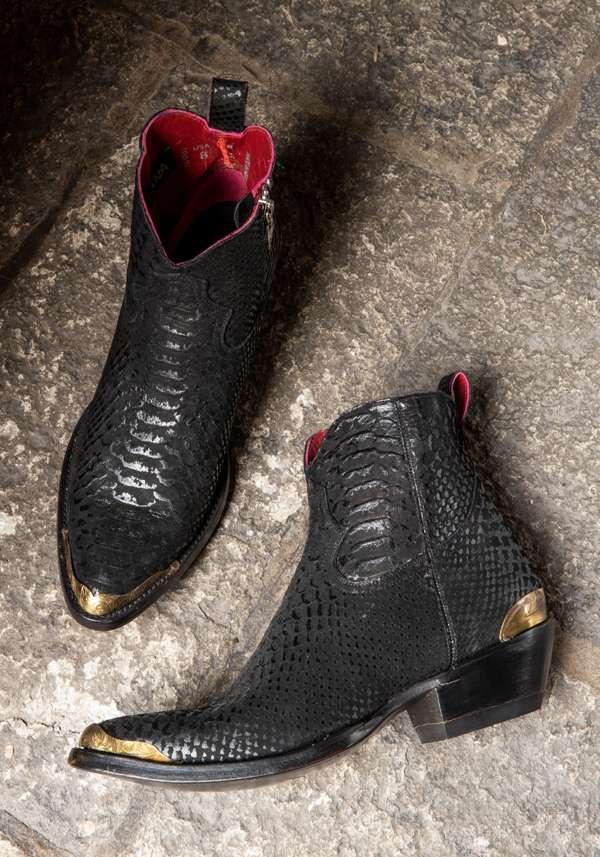 Rose & Lini MEXICANA “LAPAZ MARACAIBO” TEXTURED BLACK ANKLE BOOTS