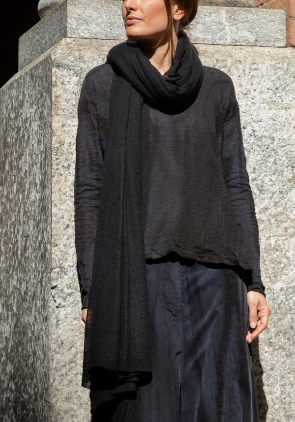 Rose & Lini MIRROR IN THE SKY CASHMERE “CLOUD KNITTED PLAIN” BLACK SHAWL