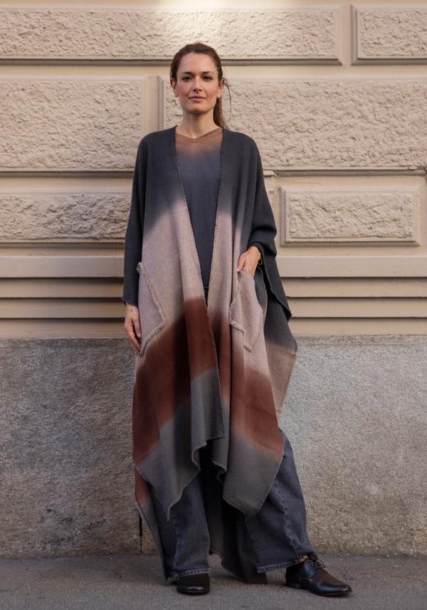 Rose & Lini MIRROR IN THE SKY CASHMERE “FLOWING COAT” GREY & BROWN