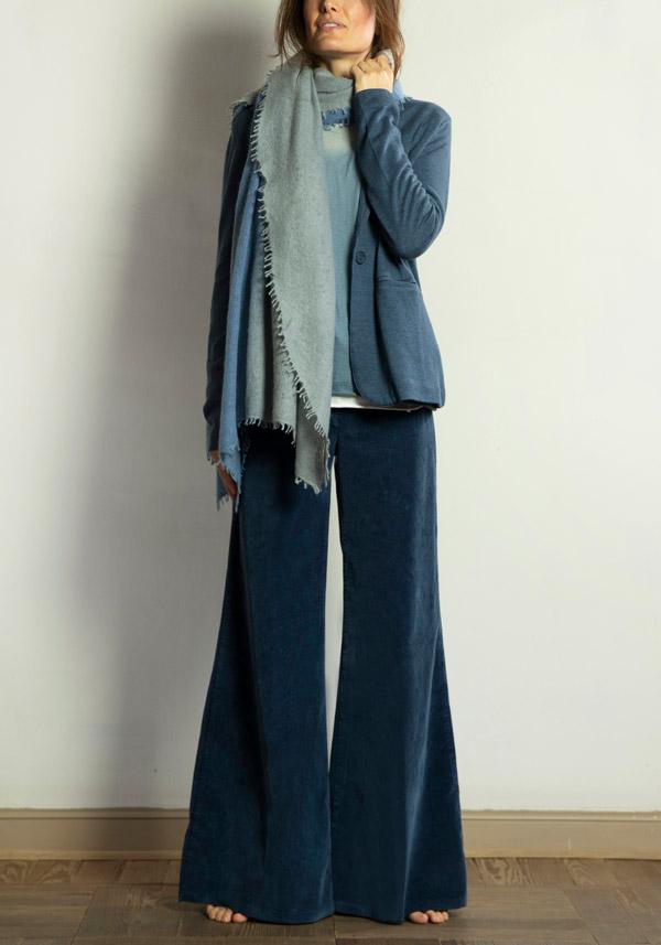 Rose & Lini MIRROR IN THE SKY CASHMERE “INDRA” V-NECK SWEATER STONE & GRANITE