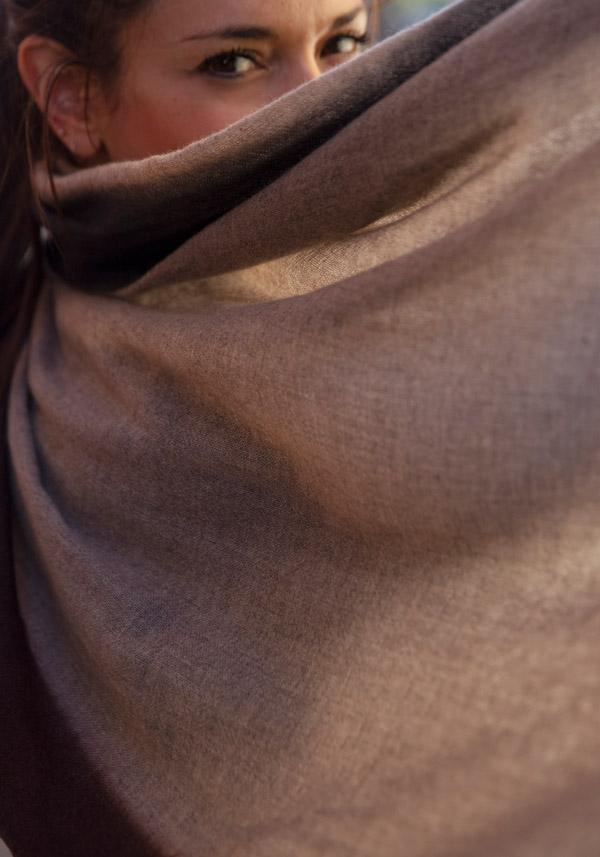 Rose & Lini MIRROR IN THE SKY CASHMERE “MIRROR MELANGE DIP DYE” BROWNS SHAWL