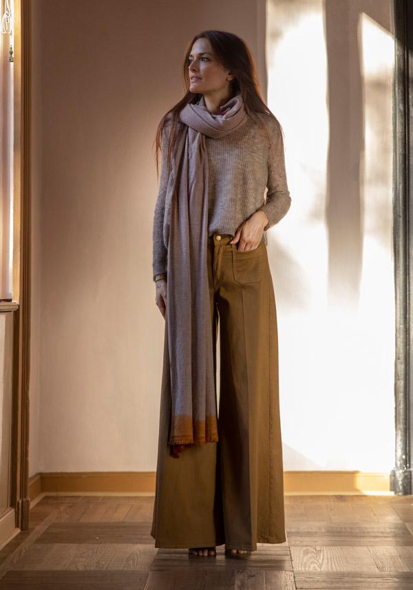 Rose & Lini MIRROR IN THE SKY CASHMERE “MIRROR MELANGE DIP DYE” EARTHY SHAWL
