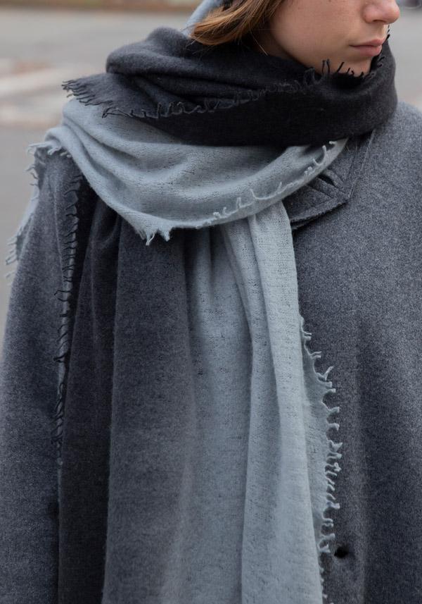 Rose & Lini MIRROR IN THE SKY CASHMERE “OPEN KNITTED DEGRADEE” FUSION & GRANITE