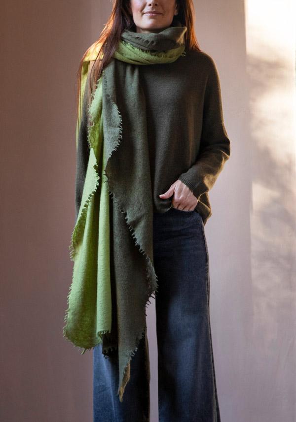 Rose & Lini MIRROR IN THE SKY CASHMERE “OPEN KNITTED DEGRADEE” LAUREL & MOSS SCARF