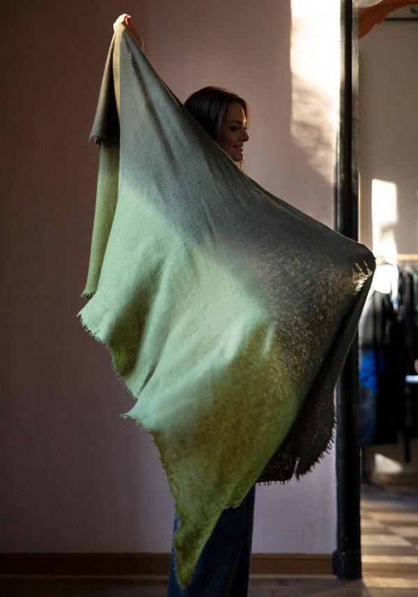 Rose & Lini MIRROR IN THE SKY CASHMERE “OPEN KNITTED DEGRADEE” LAUREL & MOSS SCARF