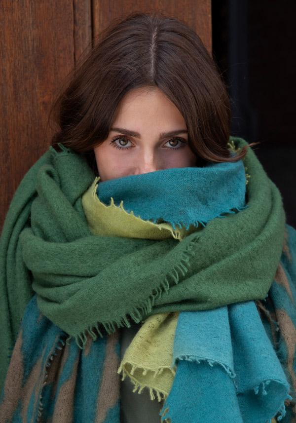Rose & Lini MIRROR IN THE SKY CASHMERE “OPEN KNITTED” HERB SCARF