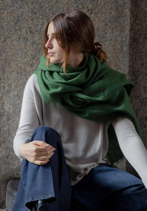 Rose & Lini MIRROR IN THE SKY CASHMERE “OPEN KNITTED” HERB SCARF