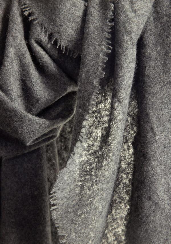 Rose & Lini MIRROR IN THE SKY CASHMERE “OPEN KNITTED MELANGE” CHARCOAL SCARF