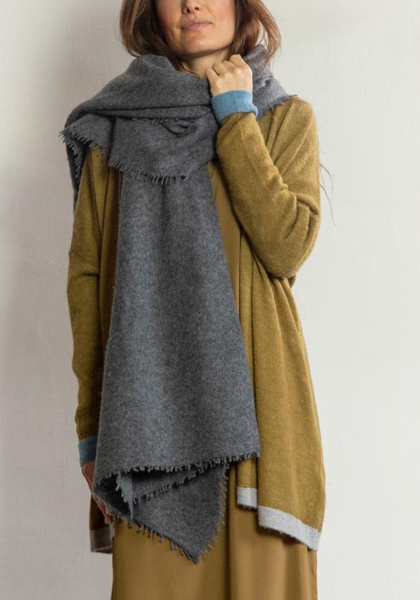Rose & Lini MIRROR IN THE SKY CASHMERE “OPEN KNITTED MELANGE” CHARCOAL SCARF