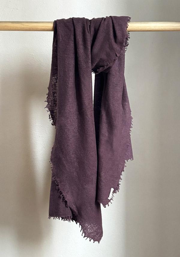 Rose & Lini MIRROR IN THE SKY CASHMERE “OPEN KNITTED PLAIN” CHICORY SCARF