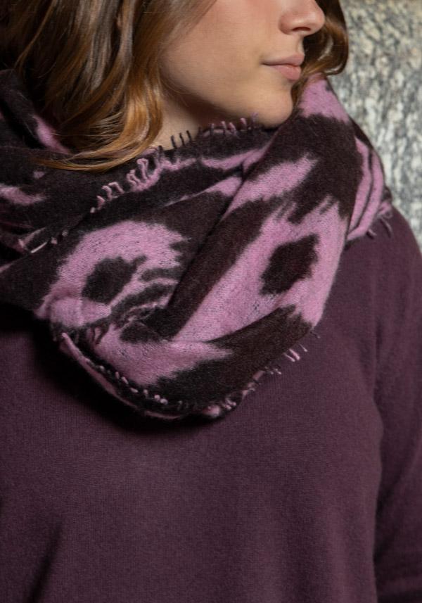 Rose & Lini MIRROR IN THE SKY CASHMERE “OPEN KNITTED PRINT” DEW & CHICORY SCARF