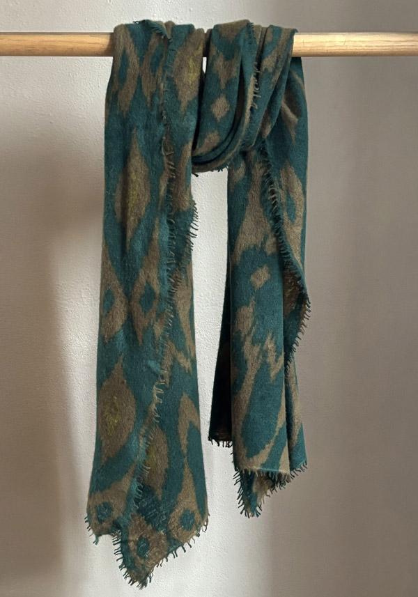 Rose & Lini MIRROR IN THE SKY CASHMERE “OPEN KNITTED PRINT” LAUREL & PINE SCARF