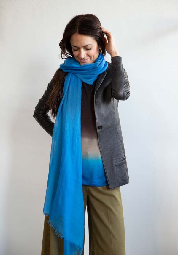 Rose & Lini MIRROR IN THE SKY CASHMERE “SOUFFLE PLAIN SHAWL” FAIENCE