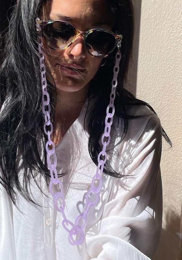 Rose & Lini ORRIS LONDON “CHAIN CONVERTIBLE” LAVENDER GLASSES CHAIN