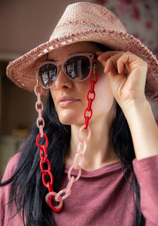 Rose & Lini ORRIS LONDON “CHAIN CONVERTIBLE” PINK & RED GLASSES CHAIN