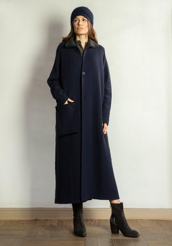 Rose & Lini OYUNA REVERSIBLE CASHMERE “COAT OLAMU” FOREST & OCEAN