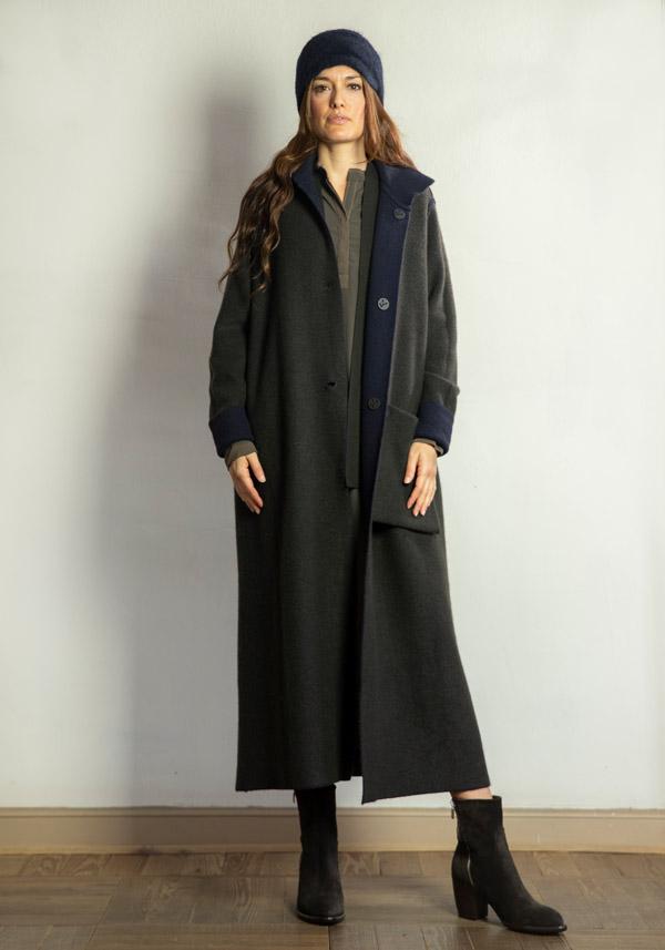 Rose & Lini OYUNA REVERSIBLE CASHMERE “COAT OLAMU” FOREST & OCEAN