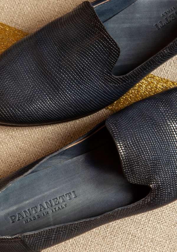 Rose & Lini PANTANETTI INDACO LIZARD “FLAT SHOES 15128”