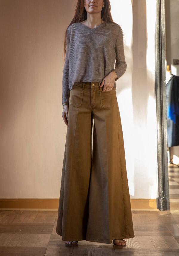 Rose & Lini PS. DON’T FORGET ME “GRACE DYED” WIDE LEG JEANS VIGOGNA