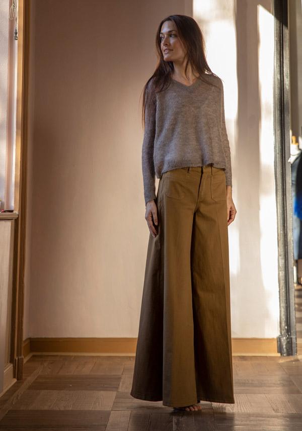 Rose & Lini PS. DON’T FORGET ME “GRACE DYED” WIDE LEG JEANS VIGOGNA